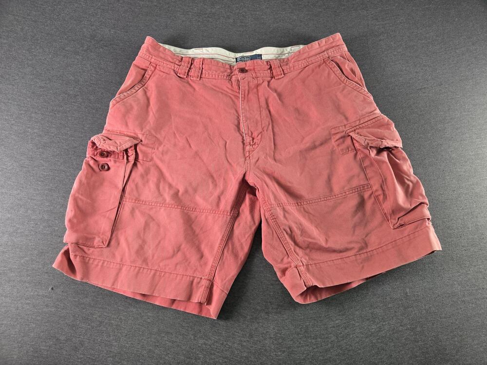 Polo Ralph Lauren Shorts Mens 38 Red Cargo Canvas Pockets Casual Summer